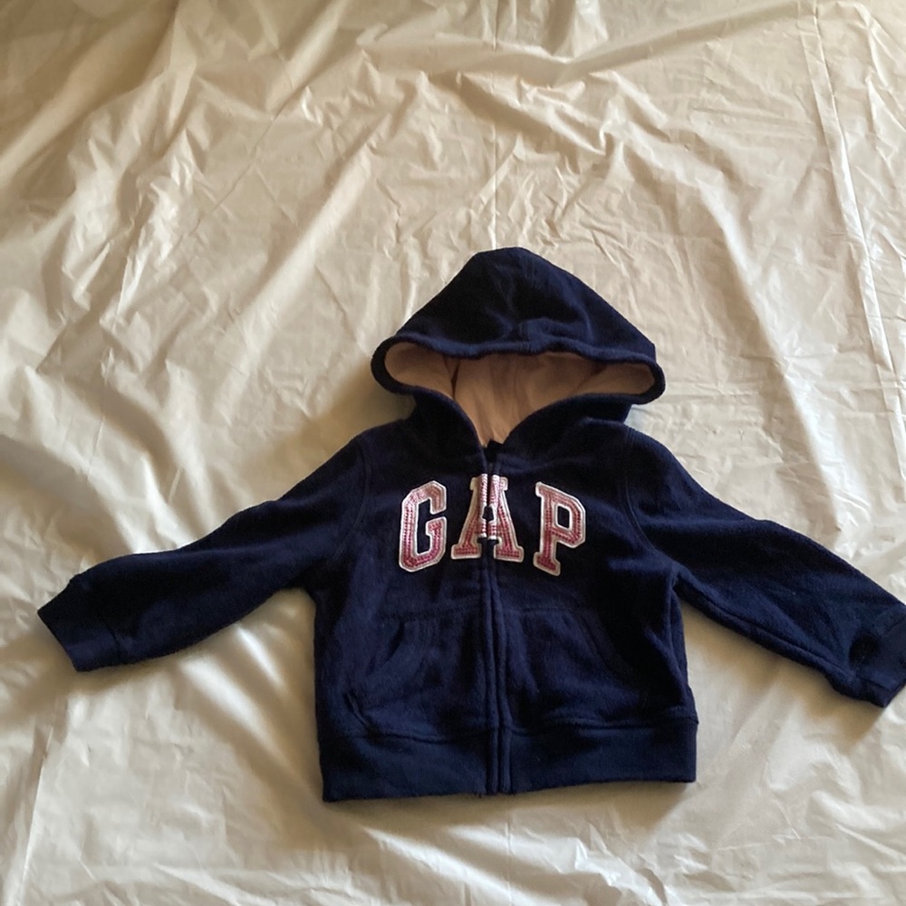 baby Gap Navy Hooded Logo Fleece
